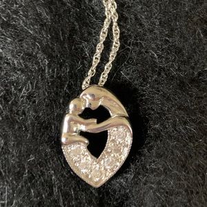 Sterling 925 Mother Child Pendant Necklace